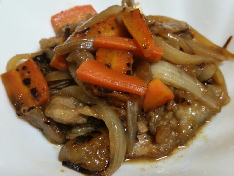 牛肉と人参、玉ねぎの甘辛炒め